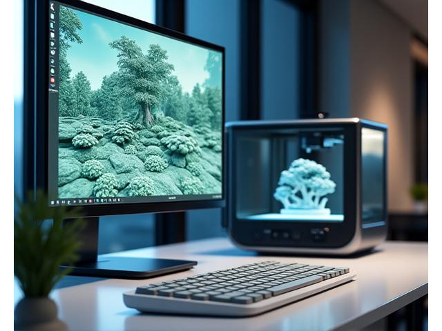 最新のCADソフトウェアが起動しているモニターと3Dプリンター