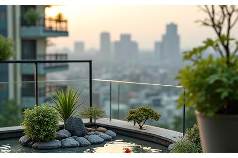 マンションのベランダにも設置可能な小型の錦鯉池