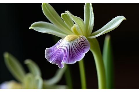 珍しい古典園芸植物のクローズアップ、繊細な葉と花が特徴