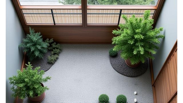 マンションのベランダ茶庭